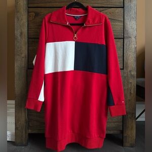 TOMMY HILFIGER Quarter Zip Polo Shirt Dress